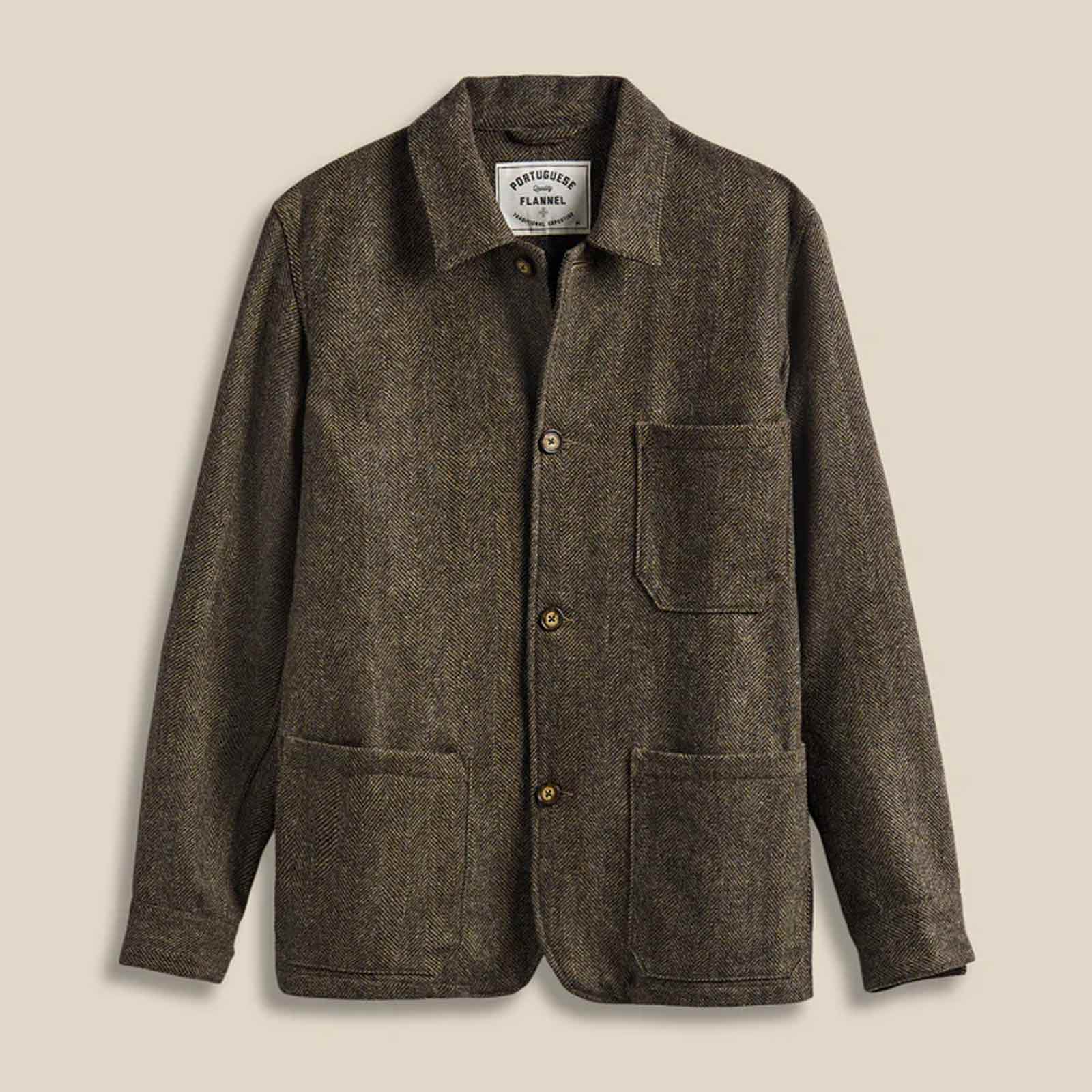 Labura Herringbone Wool Overshirt brown