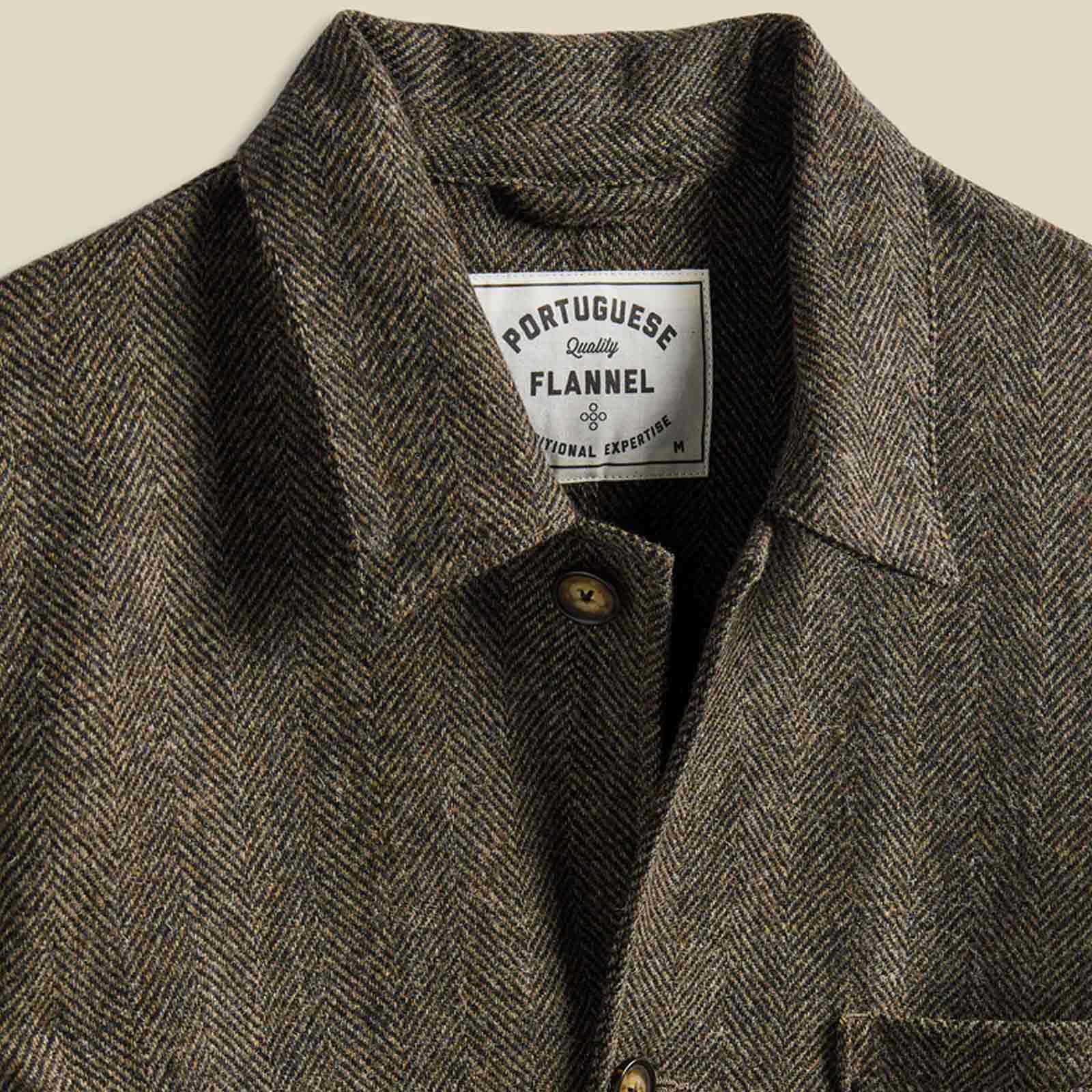 Labura Herringbone Wool Overshirt brown - Image 3